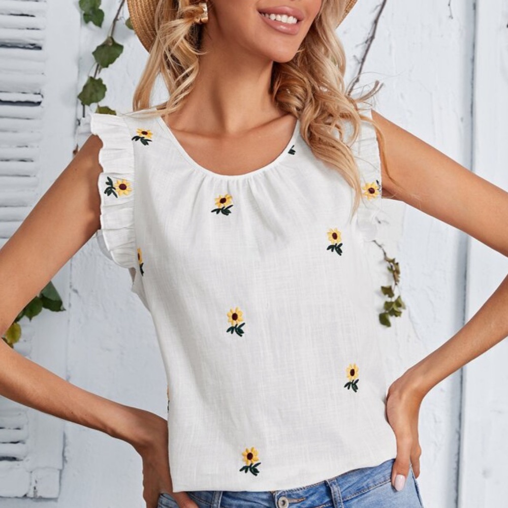 Boho Floral Print Ruffle sleeve Summer Top